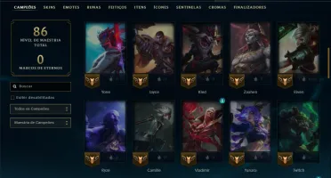 Ouro 4 com 65 Champs e 2 Skins