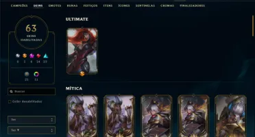Platina 4 com 80 Champs e 63 Skins + 6 Prestigios