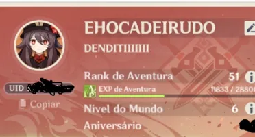 CONTA GENSHIN AR 51 8 personagens 5* SEM ASSOCIAÇÃO