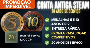 Conta Steam Antiga Medalhas 5 E 10 Anos - 20 Anos De Serviço