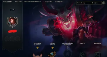 Conta Lol Bronze, 43K Ea, 37 Skins, Upada na Mão, Lvl 30