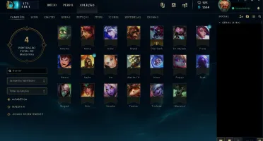Conta unranked level 30 com 20 champions