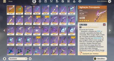 Conta AR55 Yoimiya+arma 12 heróis T5 + 2 armas T5
