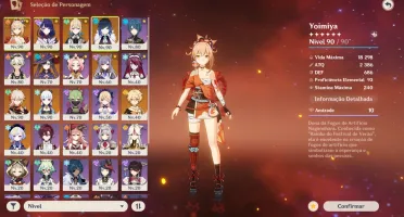 Conta AR55 Yoimiya+arma 12 heróis T5 + 2 armas T5