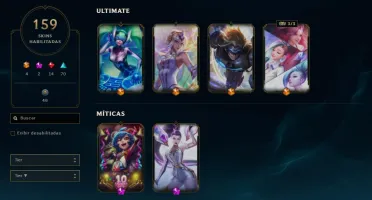 conta nível 279, +150 skins ( 4 skins ultimate + 2 mítica )