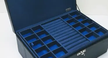 Estojo Grande Preto e Azul para Joias e Bijuterias