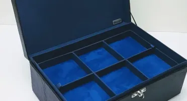 Estojo Grande Preto e Azul para Joias e Bijuterias