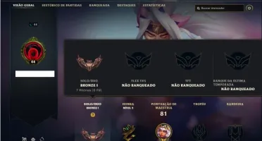 Conta bronze 1 com 32 Champs e 14 Skins + 820 RP