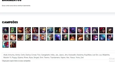Conta bronze 1 com 32 Champs e 14 Skins + 820 RP