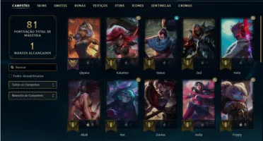 Conta bronze 1 com 32 Champs e 14 Skins + 820 RP
