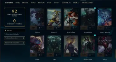 Mestre com 75 Champs e 9 Skins ( 59 PDL )