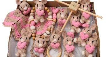 Kit Bebê Coelhinhos em Amigurumi com 7 Peças