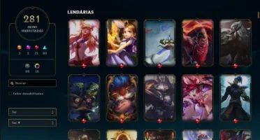 Vendo conta de lol LVL 401, com 281 Skins, full champ