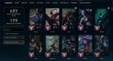 Prata 2 com TODOS os Champs e 132 Skins (Mais de 600 Jogos)