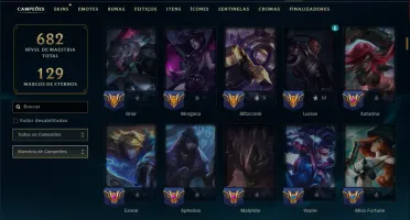 Prata 2 com TODOS os Champs e 132 Skins (Mais de 600 Jogos)
