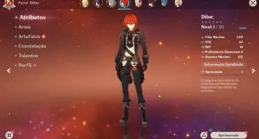 Conta Genshin Impact Diluc 5* 2 armas 4*