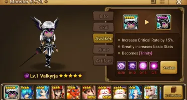 Reroll Summoners War lvl10 com Valkyrja Dark - Trinity