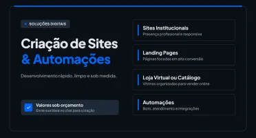 Criação de sites, landing page, catálogo, loja virtual e etc