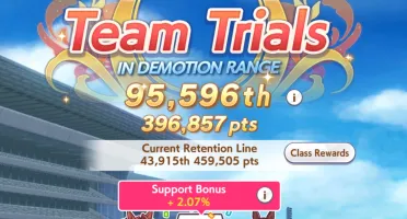 Uma Musume com Kitasan nv50 e classe 6 no Team Trial