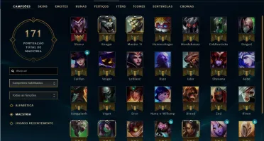 CONTA LOL PLATINA 42 BONECOS 8 SKINS