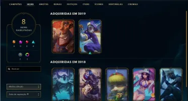 CONTA LOL PLATINA 42 BONECOS 8 SKINS