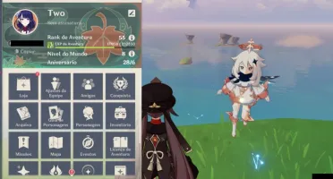 Hutao+Báculo de Homa+Kazuha+Raiden+Luz do Cortador de Grama