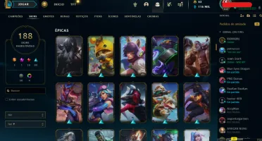 Conta riot prata 1(lol) diamond (valorant) 188 skins lol