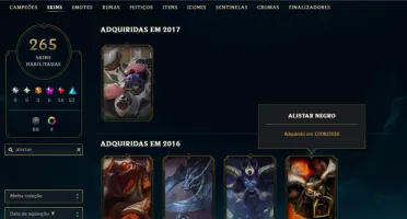 Todas Skins Raras | Black Alistar, Kayle Prateada Todas Pax