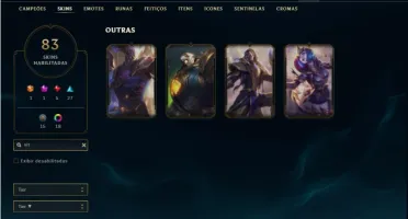 Conta Platina 4 com 94 Champs e 83 Skins + 4 Vitoriosas