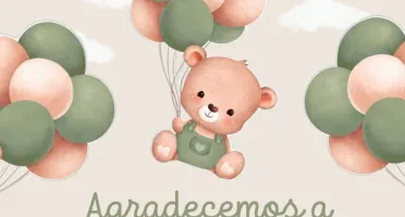 Adesivos de Ursinho com Balões para Chá de Bebê