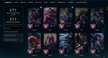 Unranked com TODOS os Champs e 142 Skins ( ADC / MID )