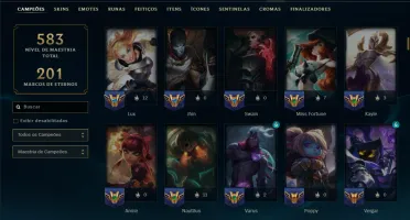Ouro 2 com TODOS os Champs e 267 Skins +3 Prestigios