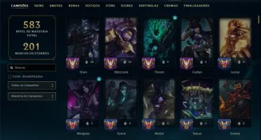 Ouro 2 com TODOS os Champs e 267 Skins +3 Prestigios