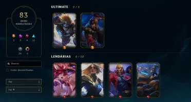 CONTA DESDE A S4 PLATINA IV, TODOS OS CAMPEÕES, 83 SKINS