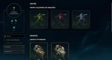 CONTA DESDE A S4 PLATINA IV, TODOS OS CAMPEÕES, 83 SKINS