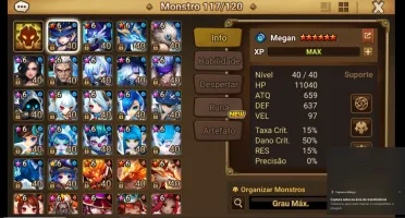 Conta Summoners war Ragdoll e Nina Light Collab e Gojo dark