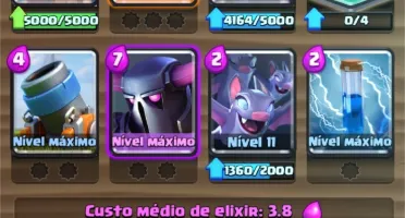 Clash Royale LVL12 4 Cartas lvl Max 5200 troféus