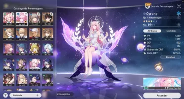 Conta de Honkai Star Rail Cyrene+Assinatura e Hyacine Rank42