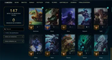 Unranked com 40 Champs e 15 Skins