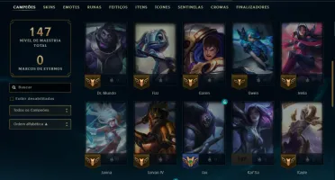 Unranked com 40 Champs e 15 Skins