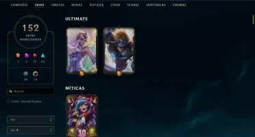 Conta League Of Legends Esmeralda 3, LVL 358 e 152 SKINS
