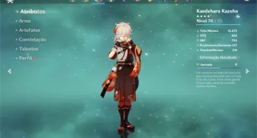 Conta Kazuha Ayaka Kokomi Keqing Qiqi lvl 47