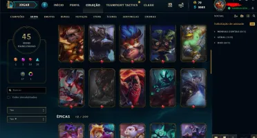 Conta Diamante, Lvl 194, 45 Skins, 105 Champs, Mmr Bom...