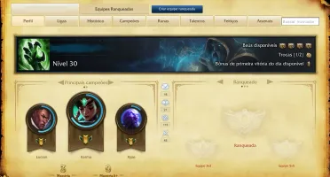 CONTA UNRANKED 1ºMD10 / 26 CHAMPS / 5 SKINS / ICONES 2012