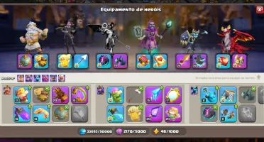 Cv18 - 95% Full - 2 Heróis Full - 14 Equipamentos Full