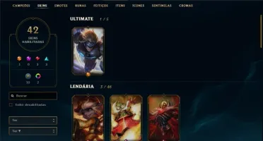 Conta League of Legenda Gold 1 - 122 Campeões / 42 Skins