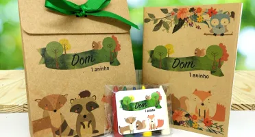 Kit Colorir Bosque com Sacolinha Kraft P