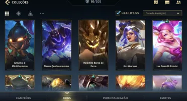 LV 37 PLATINA III + 10 SKINS + 37 CAMPEÕES + PASSE WILD FULL
