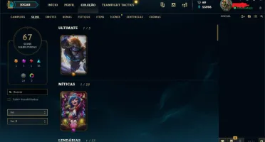 Conta lvl 145 - TODOS champ - gIV - 67 skins - +55kEA
