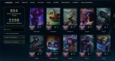 Ouro 3 com TODOS os Champs e 287 Skins( Nivel 777 )